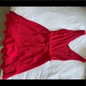 Mid length red dress